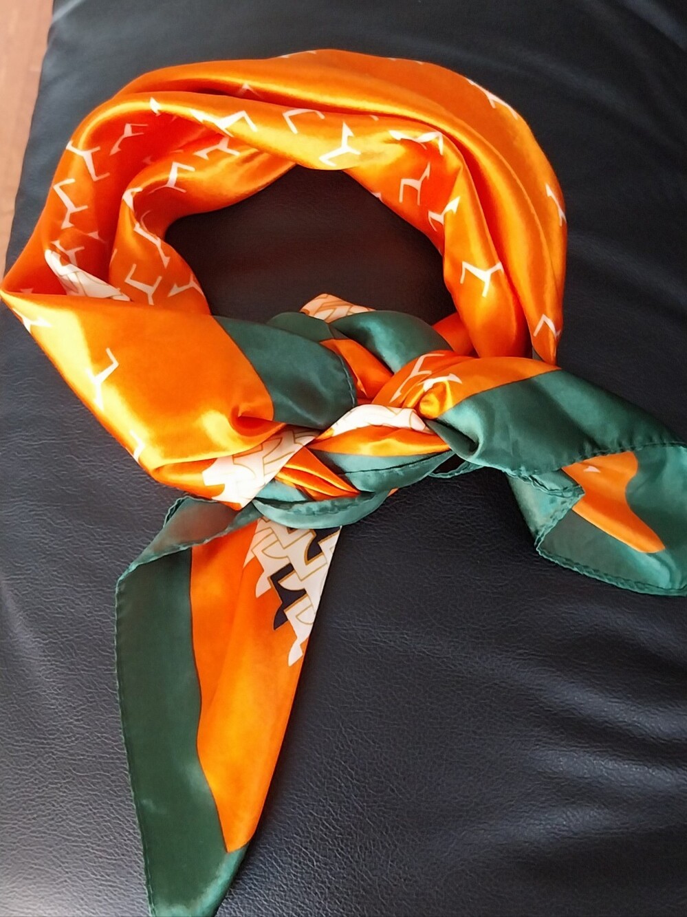 Orange and Teal Patterned Scarf
